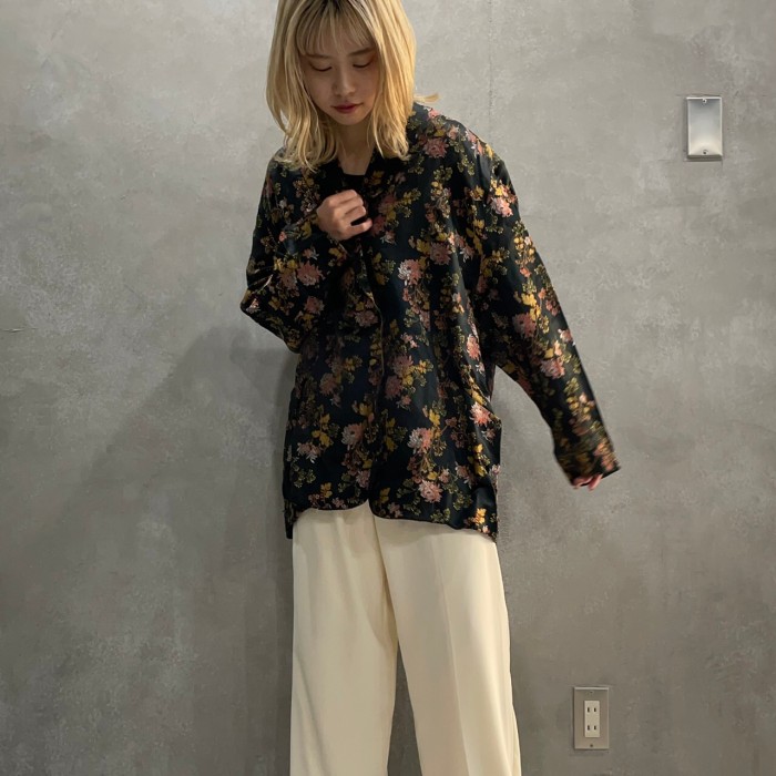 Japanese floral pattern satin jacket | Vintage.City 古着屋、古着コーデ情報を発信