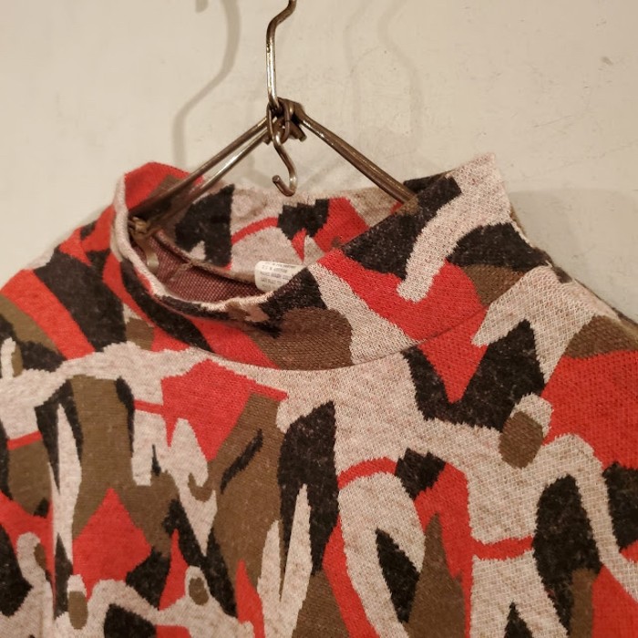 Poly Pattern Mock Neck Cut Sew | Vintage.City 古着屋、古着コーデ情報を発信