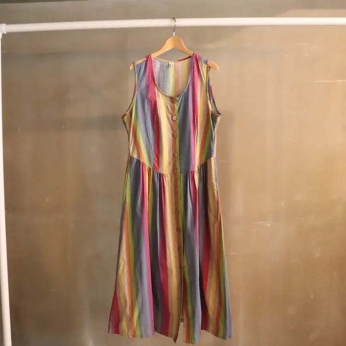 Colorful stripe long one-piece | Vintage.City 古着屋、古着コーデ情報を発信
