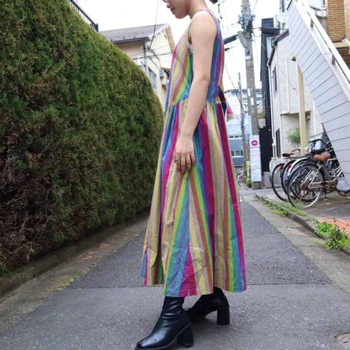 Colorful stripe long one-piece | Vintage.City 古着屋、古着コーデ情報を発信