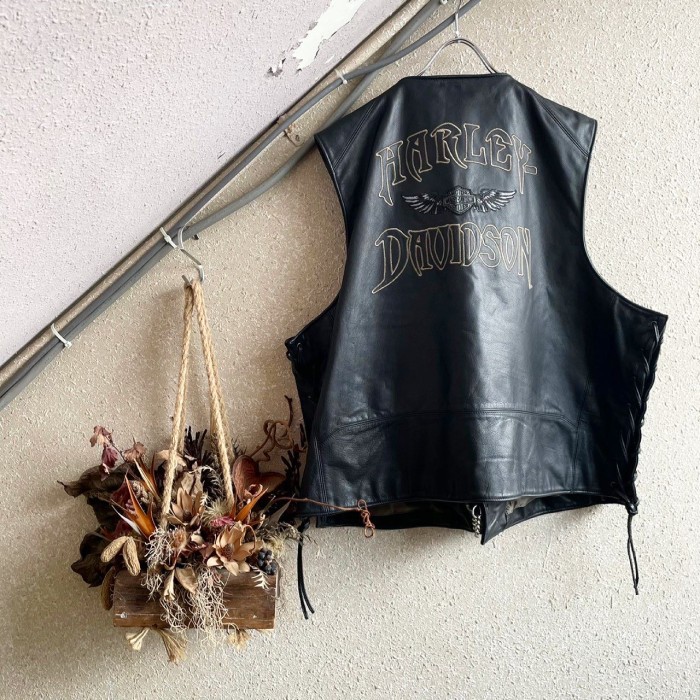 Harley-Davidson leather vest | Vintage.City 빈티지숍, 빈티지 코디 정보