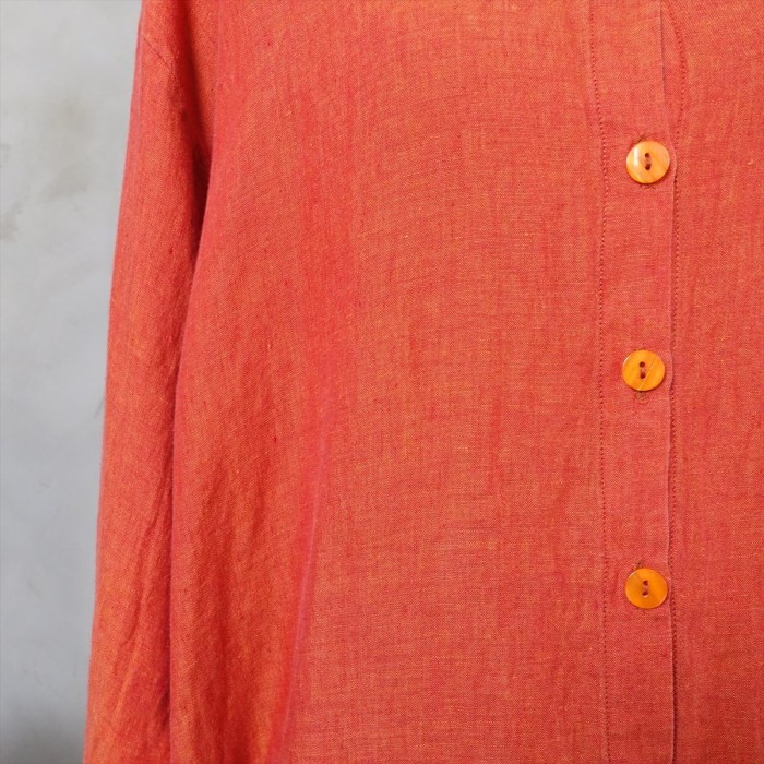 古着 リネン ブラッドオレンジ スリットロングシャツ | Vintage.City 古着屋、古着コーデ情報を発信