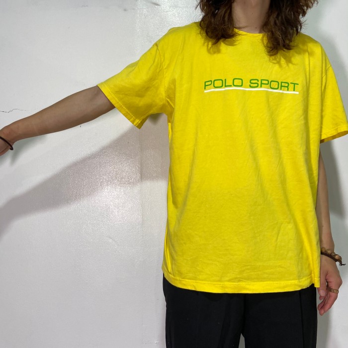 『送料無料』90s POLO SPORT ロゴTシャツ　ビビットイエロー　L | Vintage.City 빈티지숍, 빈티지 코디 정보