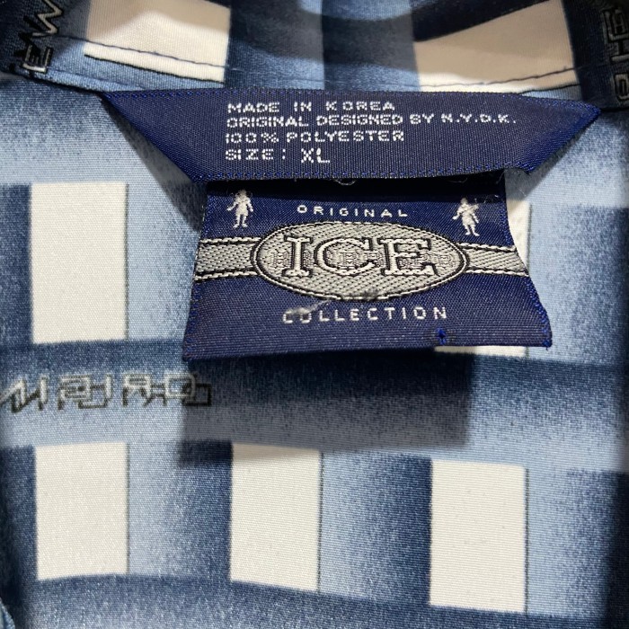 『送料無料』90s ICE COLLECTION 総柄ポリシャツ　半袖　ブラック | Vintage.City 古着屋、古着コーデ情報を発信