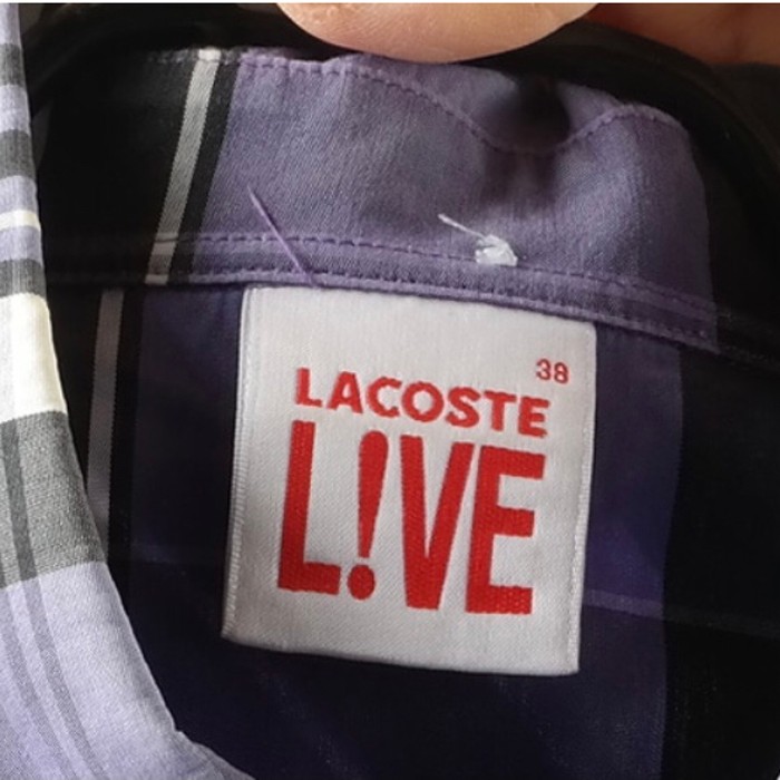 LACOSTE ラコステ メンズ チェック シャツ 半袖 長袖  紫 M | Vintage.City 古着屋、古着コーデ情報を発信