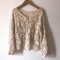 used crochet knit cardigan | Vintage.City 빈티지숍, 빈티지 코디 정보