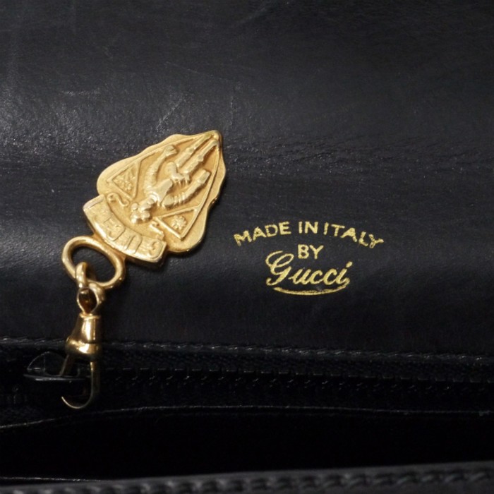 OLD Gucci　ロゴ金具ターンロックレザーハンドバッグ（黒） | Vintage.City 古着屋、古着コーデ情報を発信