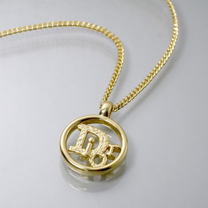 9,964円Christian Dior ロゴ　サークル　コイン　ネックレス　ゴールドカラー