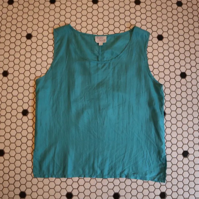 Turquoise silk no sleeve | Vintage.City 빈티지숍, 빈티지 코디 정보