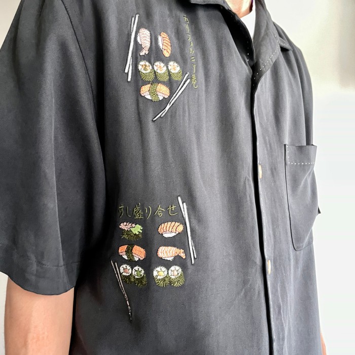 nat nast sushi embroidery silk shirt | Vintage.City 빈티지숍, 빈티지 코디 정보