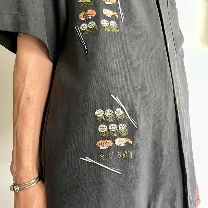 nat nast sushi embroidery silk shirt | Vintage.City 古着屋、古着コーデ情報を発信
