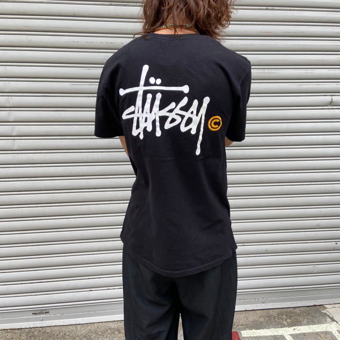 送料無料』STUSSY ブランドロゴTシャツ バックプリント 黒 M | Vintage