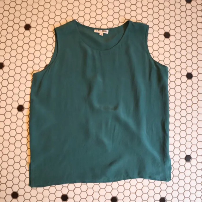 Green silk over no  sleeve | Vintage.City 빈티지숍, 빈티지 코디 정보