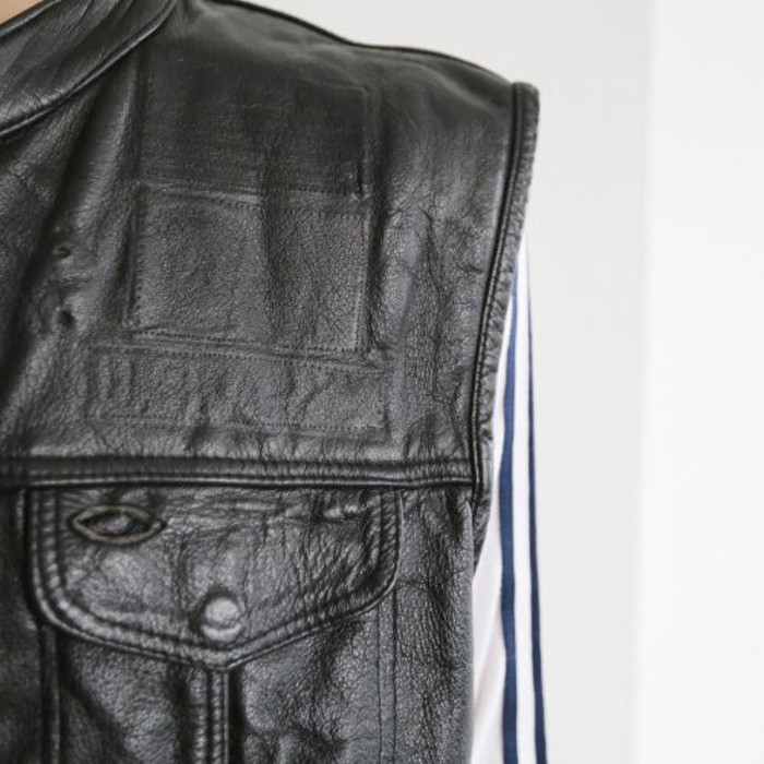 old trucker leather vest | Vintage.City 古着屋、古着コーデ情報を発信