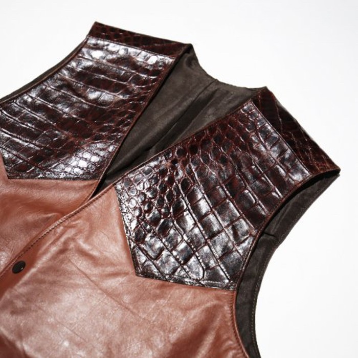 vintage combi leather gillet vest | Vintage.City 古着屋、古着コーデ情報を発信