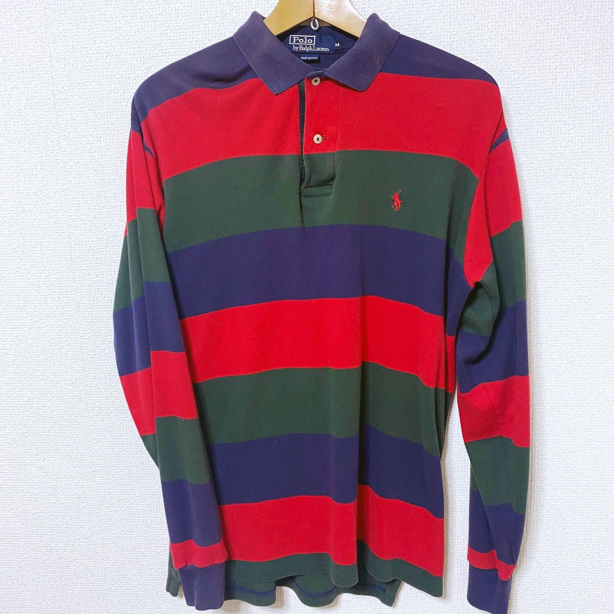 90'sレアカラーポロラルフローレン ポロシャツUSA製ラガーシャツ 