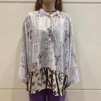 90s~ "漢字” patterned band collar shirt | Vintage.City 빈티지숍, 빈티지 코디 정보