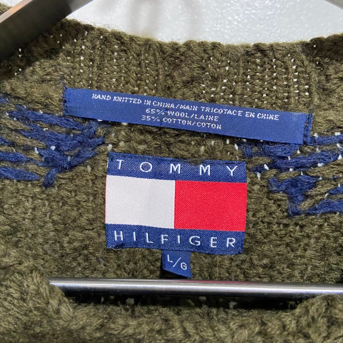 『送料無料』Tommy hilfiger 総柄セーター　L ケーブル編み　ハンド | Vintage.City 빈티지숍, 빈티지 코디 정보