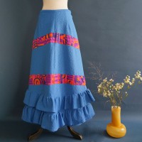 70's Vintage Maxi Blue Ruffle Skirt | Vintage.City 古着屋、古着コーデ情報を発信
