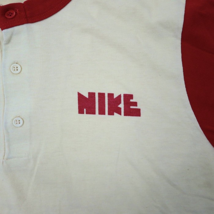 NIKE ヘンリーネックベースボールTシャツ L 70年代 ゴツナイキ
