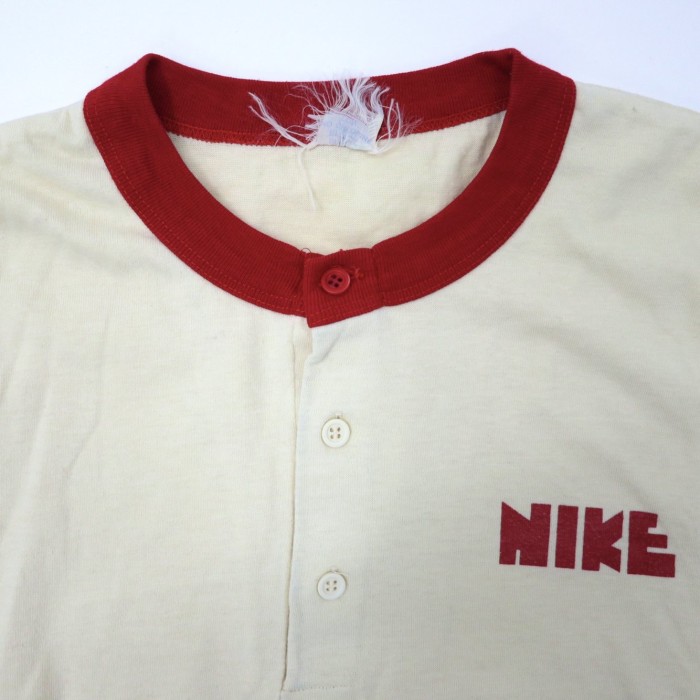 NIKE ヘンリーネックベースボールTシャツ L 70年代 ゴツナイキ