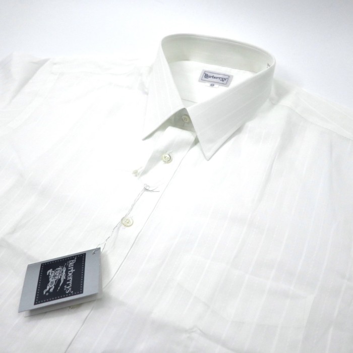 Burberrys 半袖シャツ 43 ホワイト コットン ストライプ 未使用品 | Vintage.City 古着屋、古着コーデ情報を発信