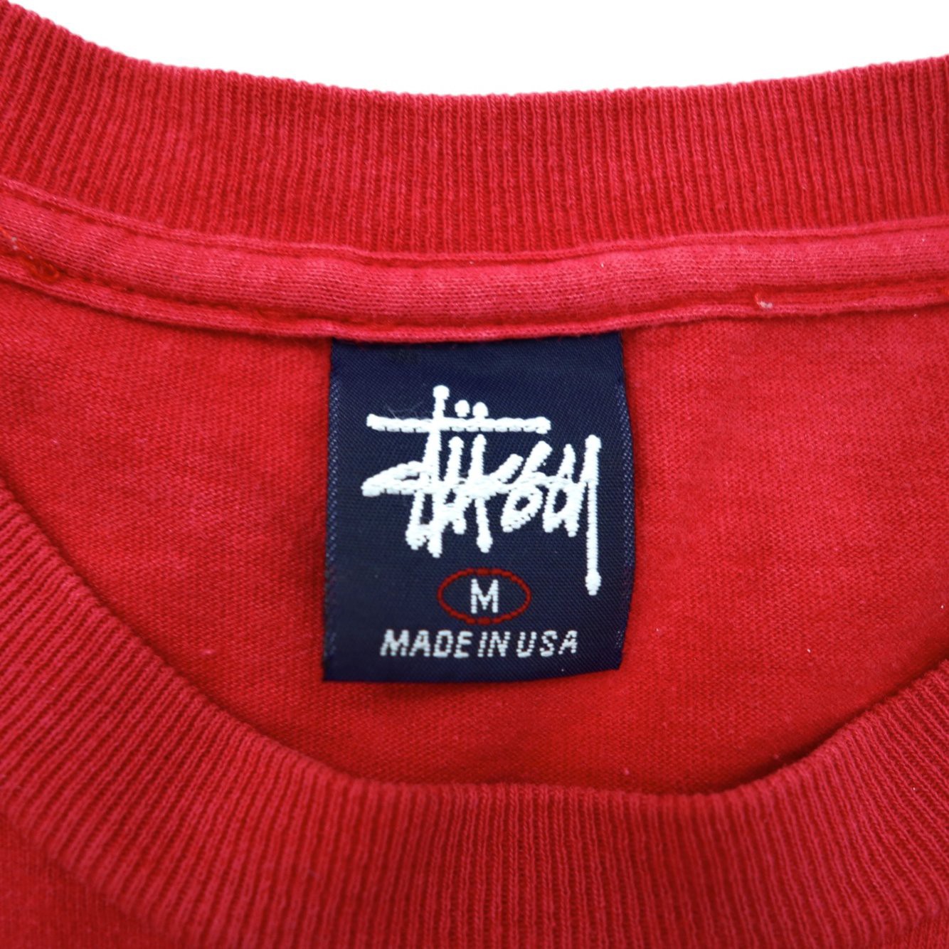 Stussy プリントTシャツ M レッド 紺タグ 90年代 USA製 | Vintage.City
