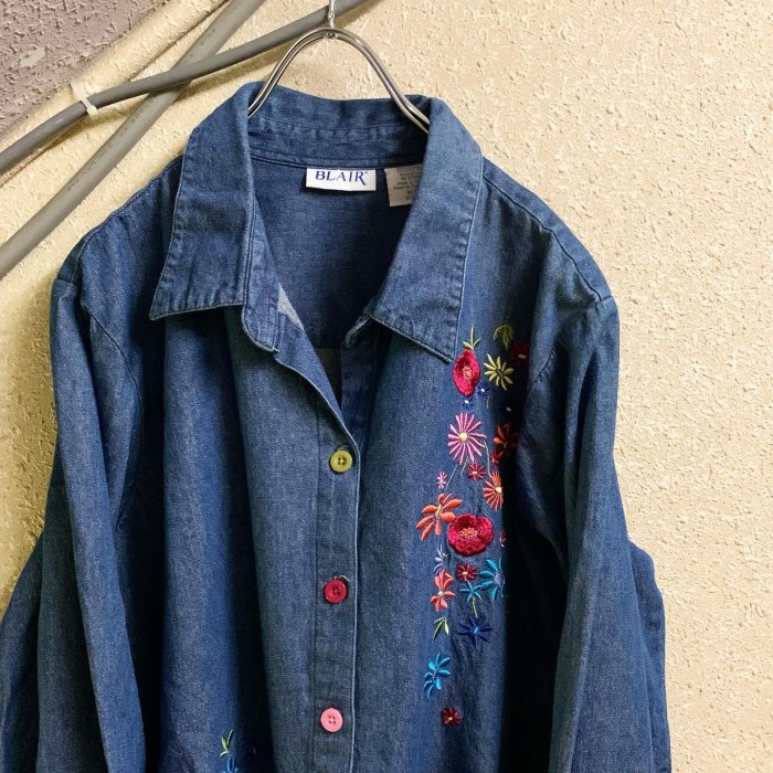 embroidery denim shirt | Vintage.City 빈티지숍, 빈티지 코디 정보