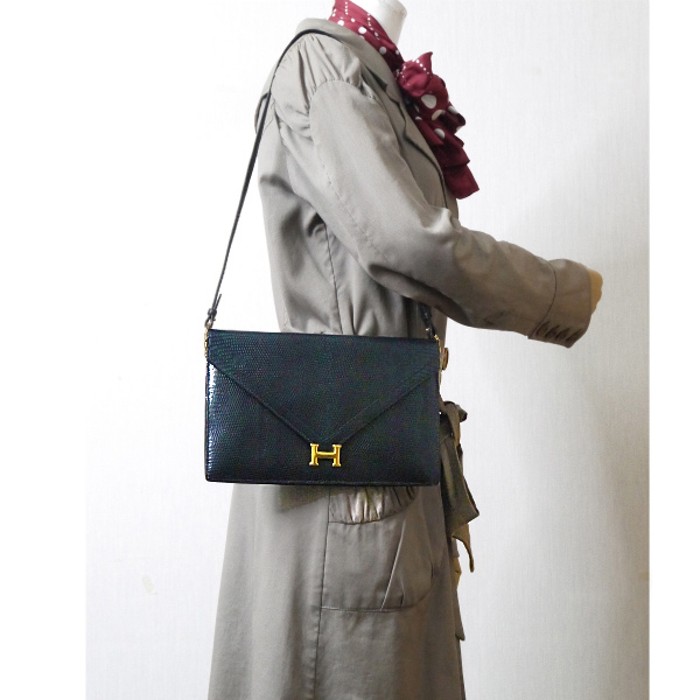 HERMESリディ70sリザードショルダーバッグ（黒） | Vintage.City 古着屋、古着コーデ情報を発信