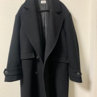 lownn BLACK DOUBLE BREASTED OVERCOAT | Vintage.City 古着屋、古着コーデ情報を発信