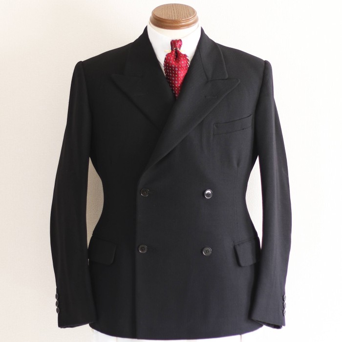 1930s 1940s 小さめサイズ ビンテージ 3ピース スーツ 黒 ダブル | Vintage.City 古着屋、古着コーデ情報を発信
