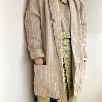 striped linen tailored jacket | Vintage.City 古着屋、古着コーデ情報を発信