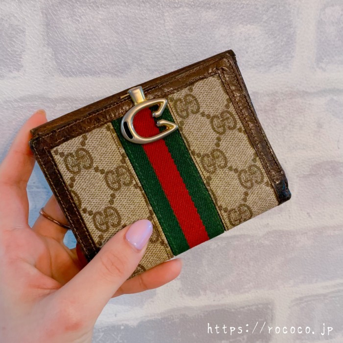 OLD Gucci レアG留め具シェリー折財布（茶） | Vintage.City