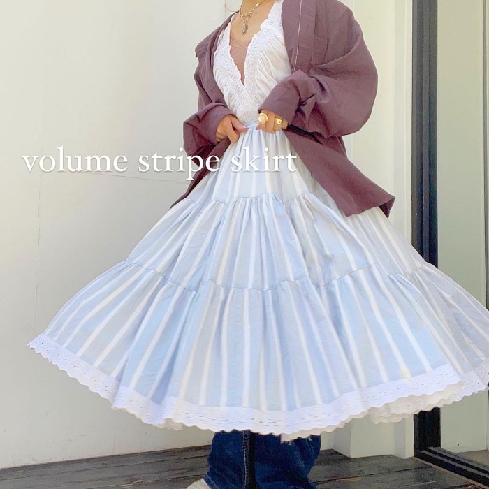 volume stripe skirt | Vintage.City 빈티지숍, 빈티지 코디 정보