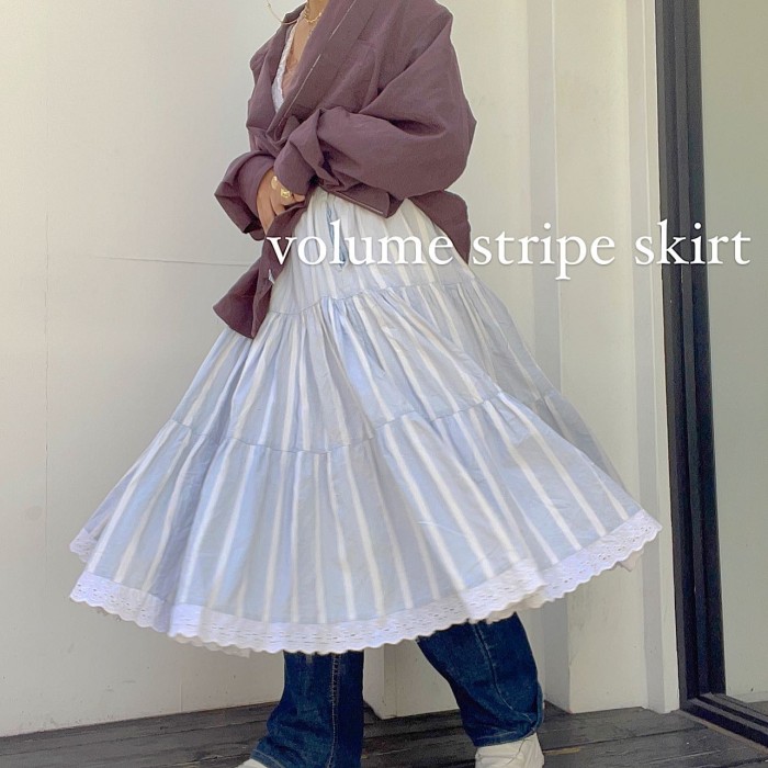 volume stripe skirt | Vintage.City 빈티지숍, 빈티지 코디 정보