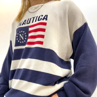 【 NAUTICA 】ノーティカ　星条旗  コットンセーター　デザインニット | Vintage.City 古着屋、古着コーデ情報を発信