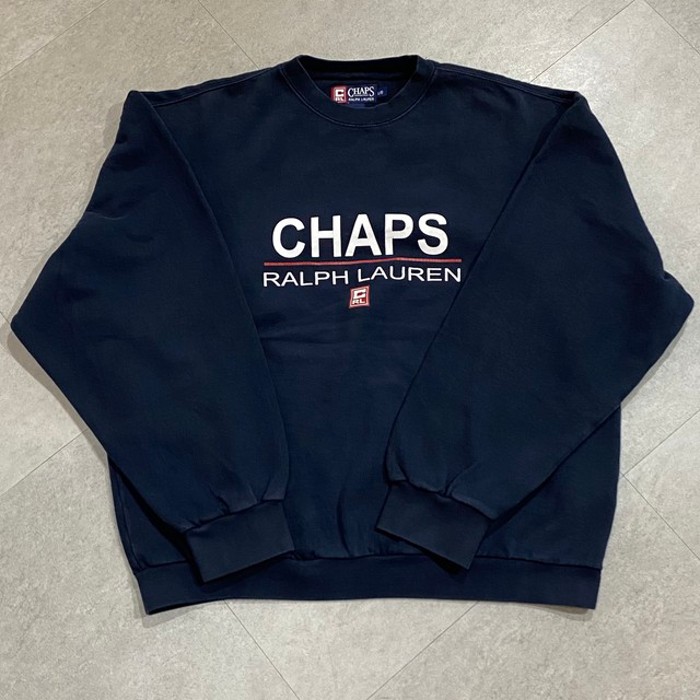 CHAPS チャップス ロゴ刺繍スウェット Vネック グレー ビッグサイズ