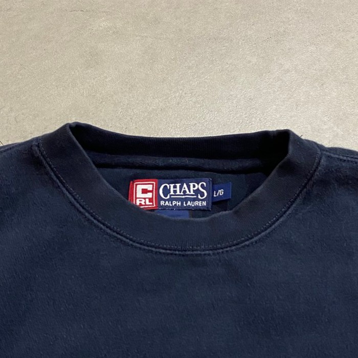 CHAPS チャップス ロゴ刺繍スウェット Vネック グレー ビッグサイズ