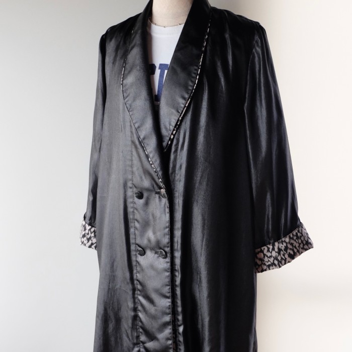 Vintage leopard satin double jacket gown | Vintage.City 빈티지숍, 빈티지 코디 정보