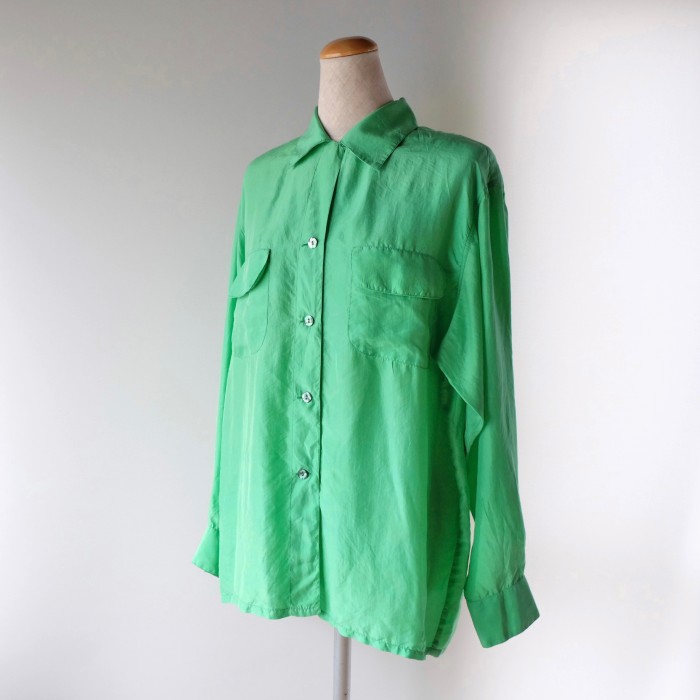 Vintage 80s KENZO limegreen satin blouse | Vintage.City Vintage Shops, Vintage Fashion Trends