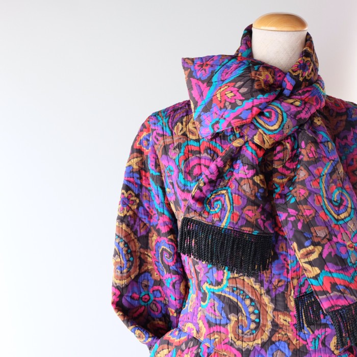 paisley flower Print quilted dress&stole | Vintage.City 古着屋、古着コーデ情報を発信
