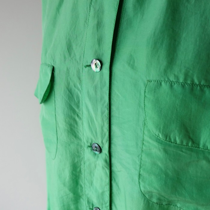 Vintage 80s KENZO limegreen satin blouse | Vintage.City 빈티지숍, 빈티지 코디 정보