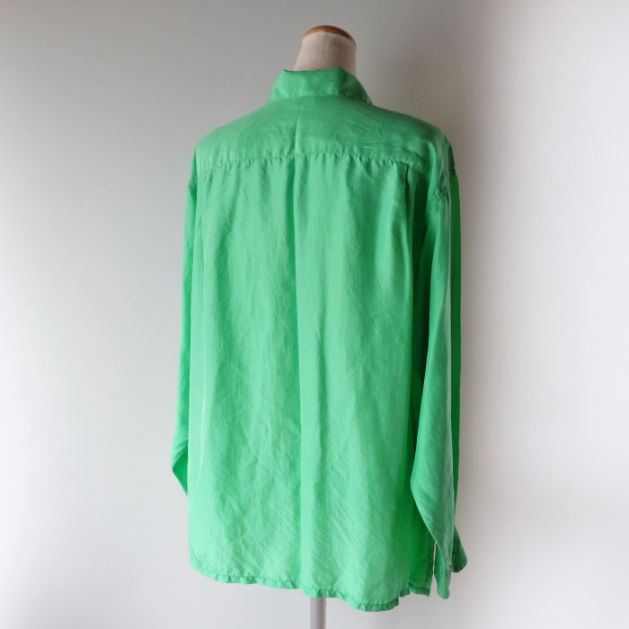 Vintage 80s KENZO limegreen satin blouse | Vintage.City 古着屋、古着コーデ情報を発信