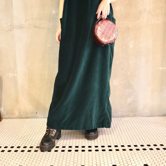 Green velours one-piece | Vintage.City 古着屋、古着コーデ情報を発信