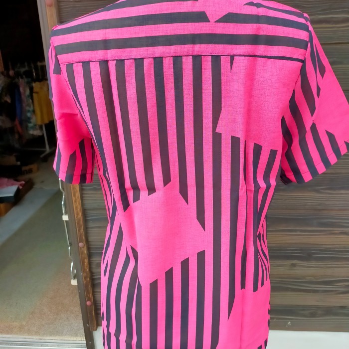 ピンク ブラック ストライプ変形シャツ | Vintage.City 古着屋、古着コーデ情報を発信