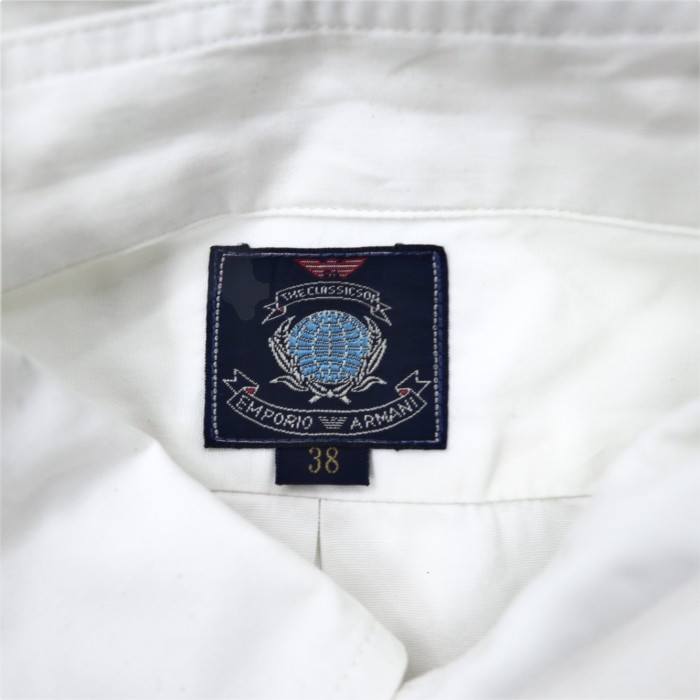 EMPORIO ARMANI シャツ 38 ホワイト コットン ロゴ刺繍 | Vintage.City 古着屋、古着コーデ情報を発信