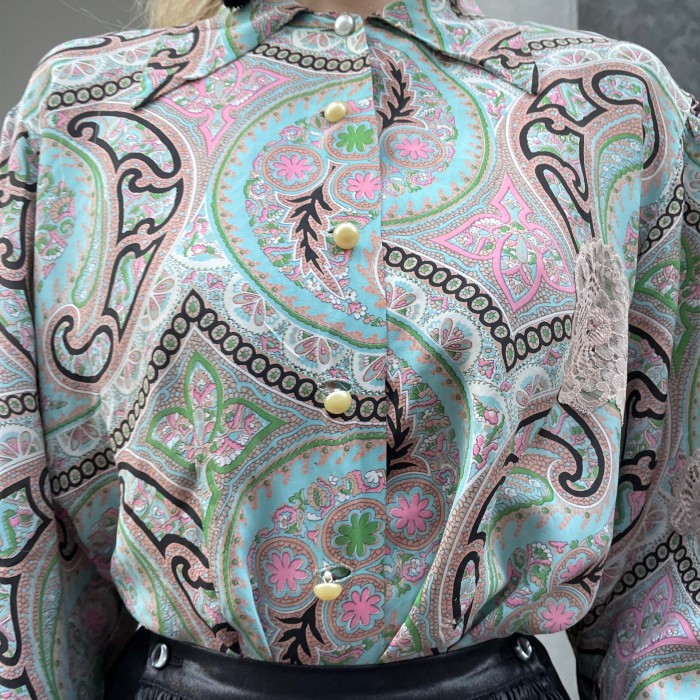 VINTAGE 40's paisley pattern rayon blous | Vintage.City 빈티지숍, 빈티지 코디 정보