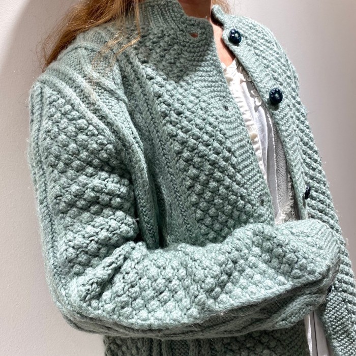Mint cable knit cardigan | Vintage.City 古着屋、古着コーデ情報を発信