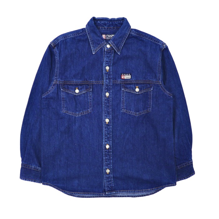 CHAPS RALPH LAUREN デニムシャツジャケット S ブルー ロゴ | Vintage.City 古着屋、古着コーデ情報を発信
