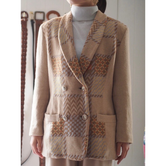beige knit jacket ニットジャケット | Vintage.City 빈티지숍, 빈티지 코디 정보